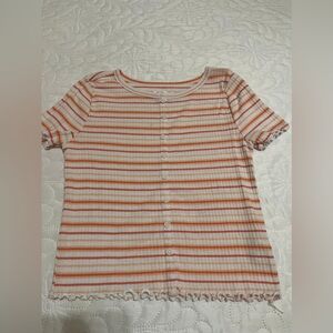 (18) Wonder Nation Orange and White Striped Top